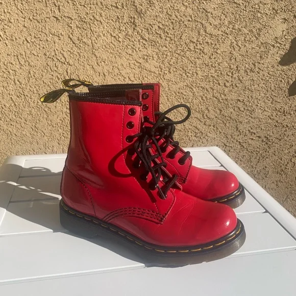 Dr. Martens The Original red patent leather boots size 6 European 37